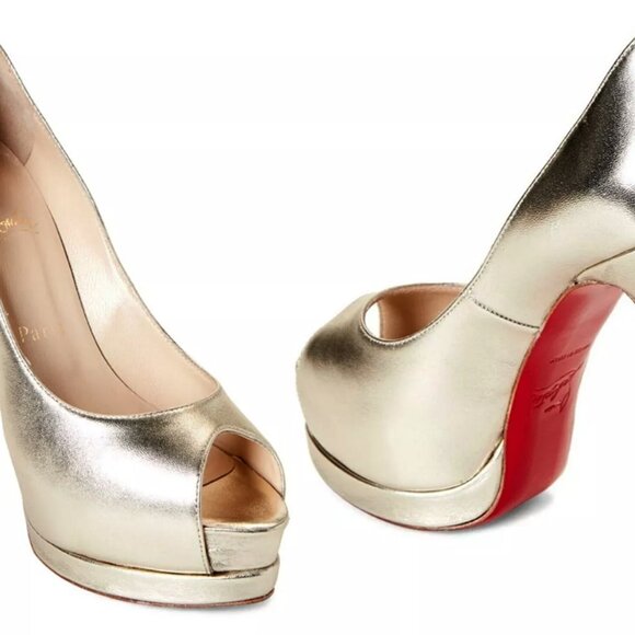 Christian Louboutin Shoes - CHRISTIAN LOUBOUTIN Platinum Palais Royal Peep Toe Leather Pumps US 6/IT 36 $945